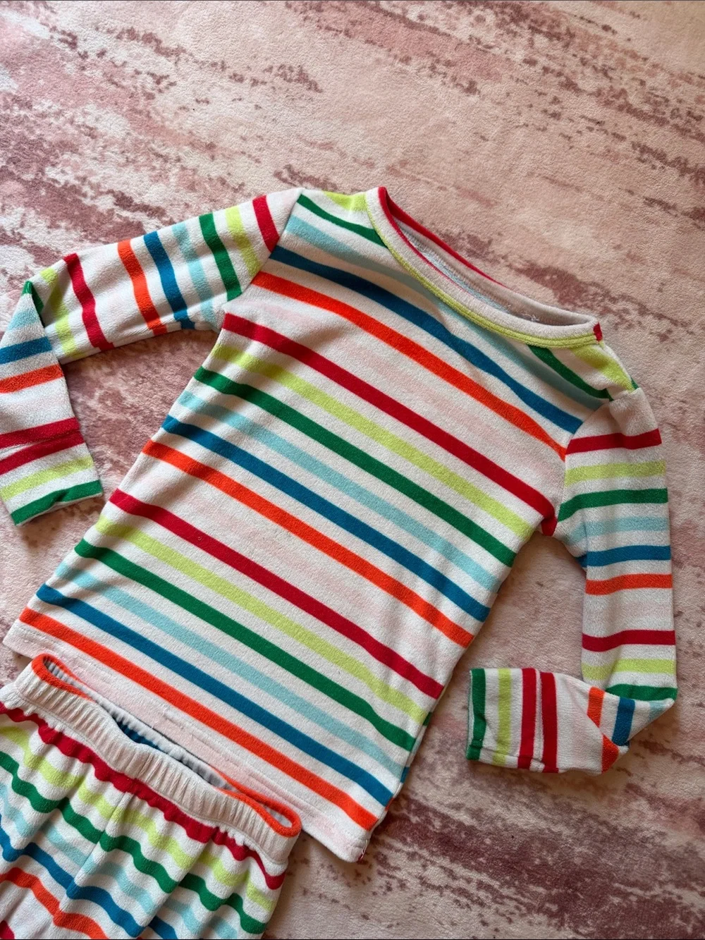 Kids Long Sleeve Rainbow Stripe Pajama Set - Multicolor